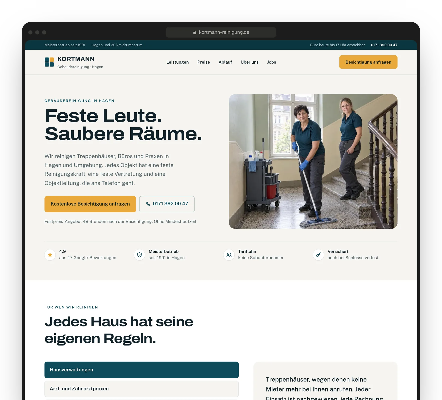Website einer Gebäudereinigung – Vorschau
