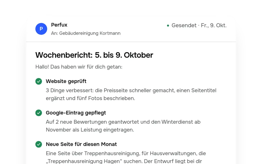 Vorschau: Wochenbericht der SEO-Pflege