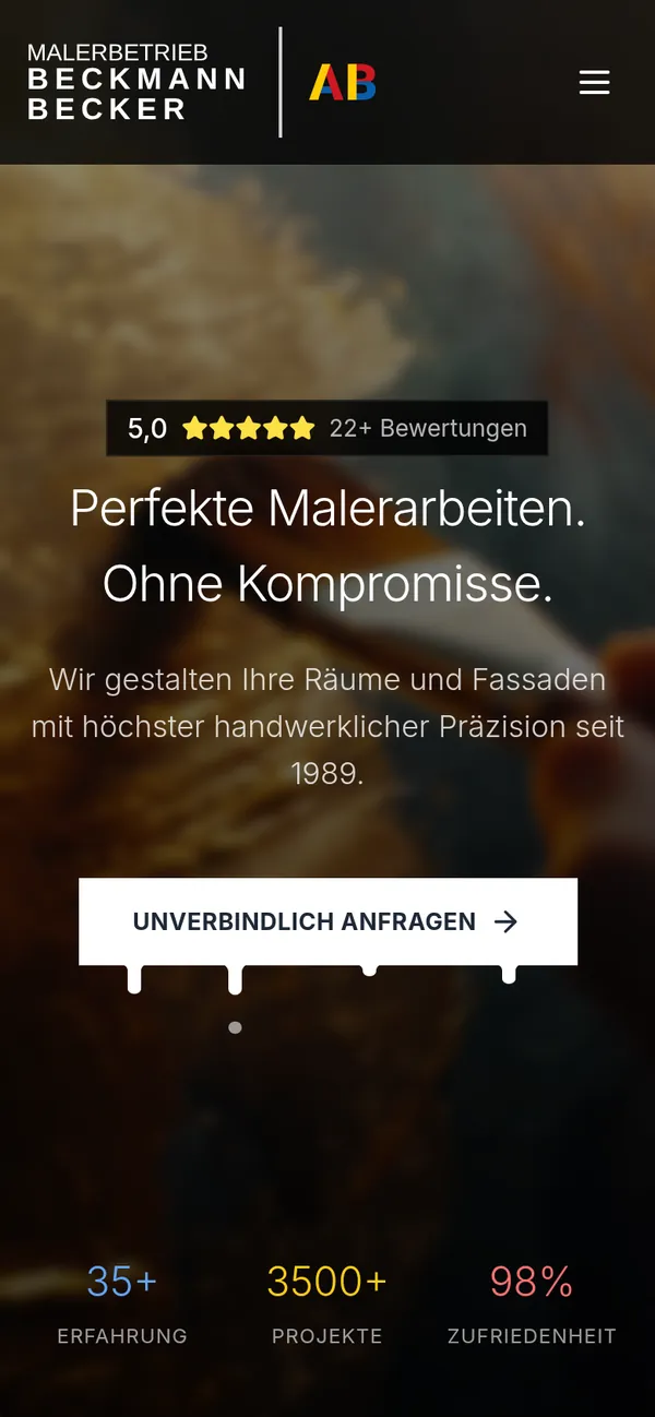 Maler Beckmann Becker: die Startseite auf dem Handy