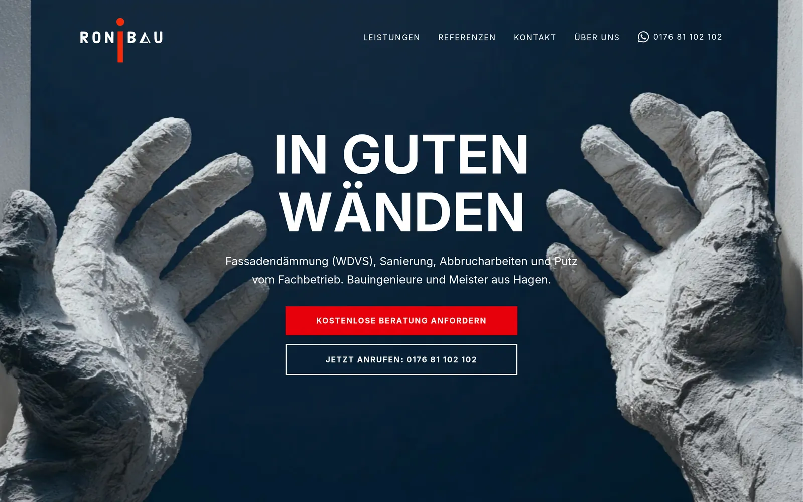 Roni Bau NRW: die Startseite auf dem Computer